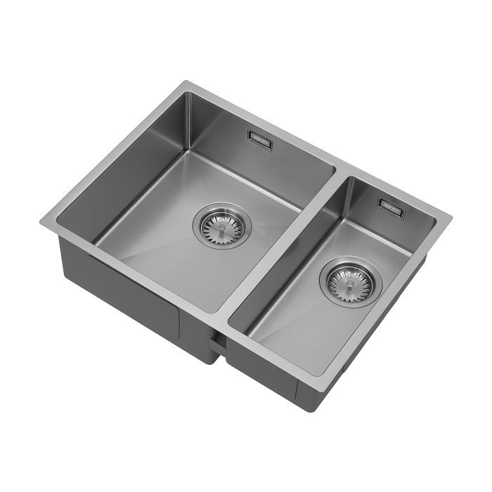 Hex Duo 340/180U Textured 1.5 Bowl Kitchen Sink  - Gun Metal